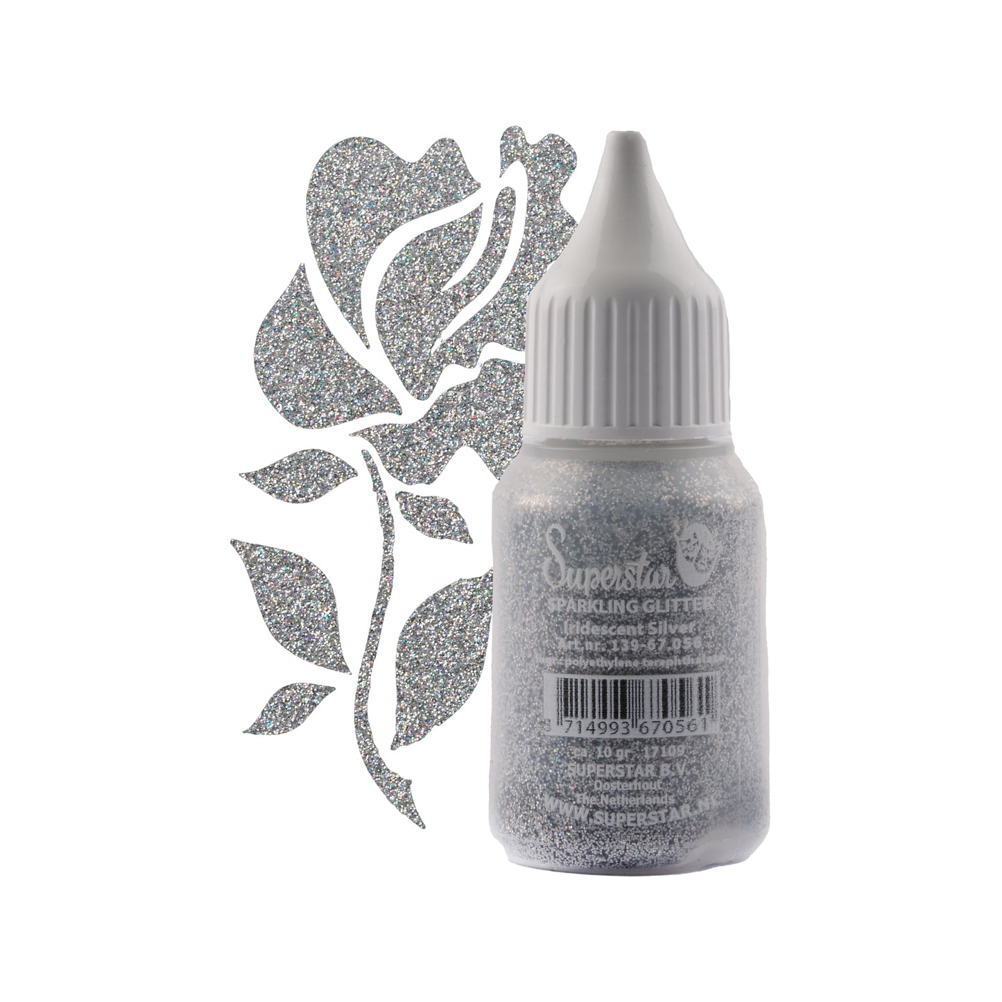 Sparkling glitter iridescent silver