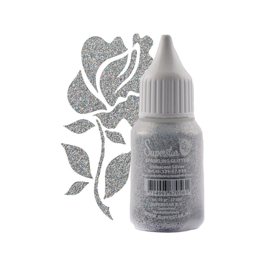Sparkling glitter iridescent silver